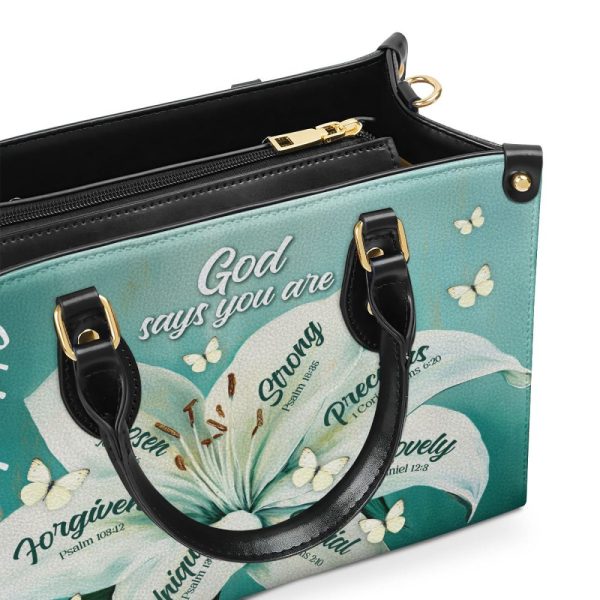 God Says You Are - Personalized Leather Handbag Stb47