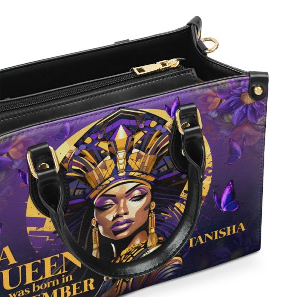 A Beautiful Queen - Personalized Purple Leather Handbag Stb58