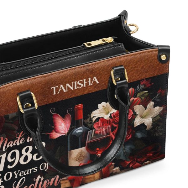 Years Of Perfection - Personalized Purple Leather Handbag Stb64