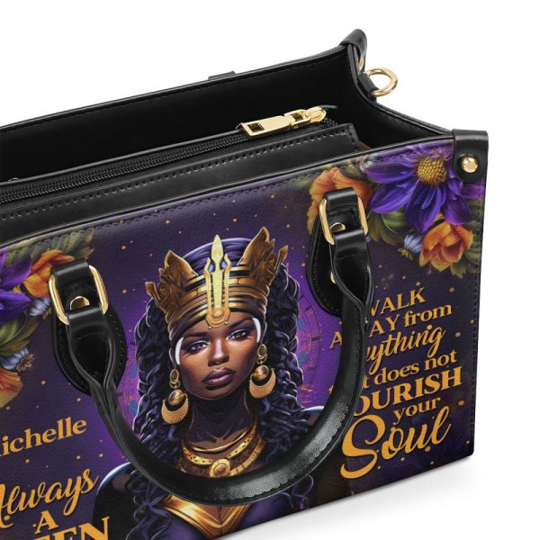 Always A Queen - Personalized Purple Leather Handbag Stb68