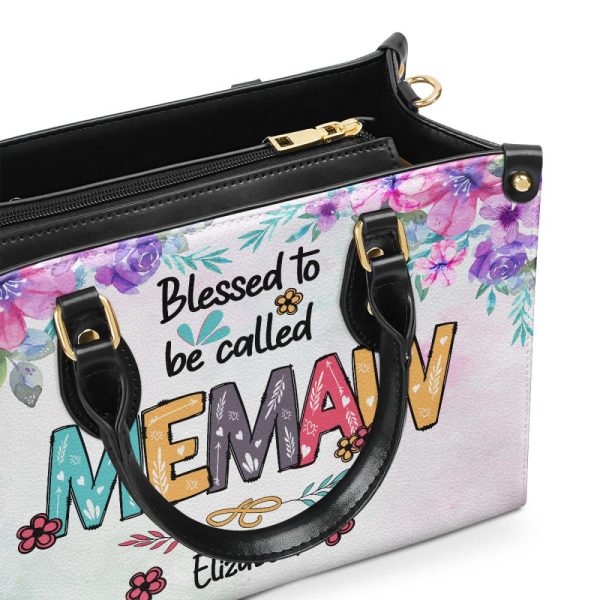 Blessed To Be Called Great Grandma - Personalized Leather Handbag