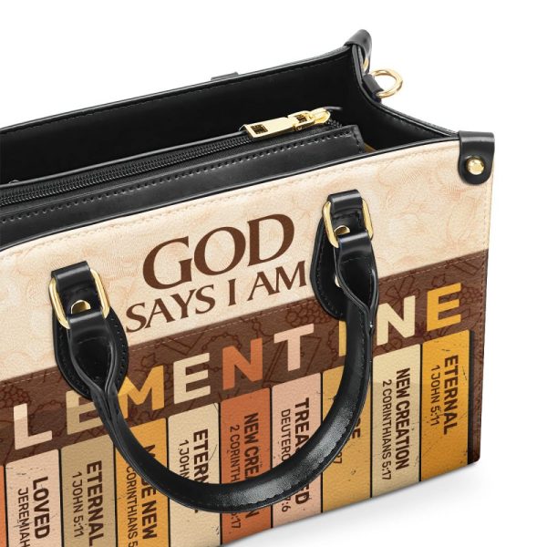 God Says I Am , Personalized Leather Handbag