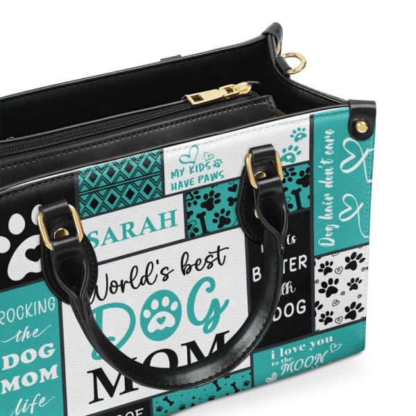 World'S Best Dog Mom - Personalized Leather Handbag Sbha04