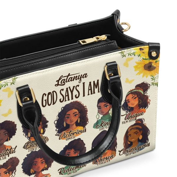 God Says I Am - Personalized Leather Handbag Stb182