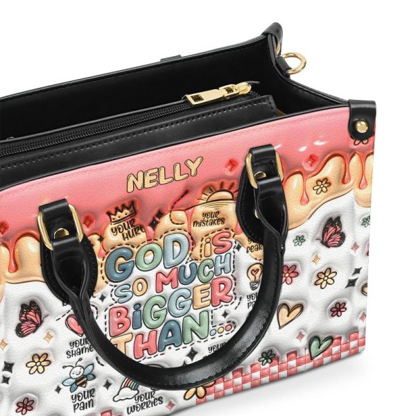 God Is Bigger Than - Personalized Leather Handbag Sbn08