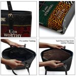 I Am Loved, I Am Enough - Personalized Large Leather Tote Bag