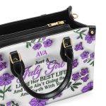 Birth Month Flowers - Just A Girl Living Her Best Life - Personalized Leather Handbag Sbt34