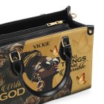 With God All Things Are Possible - Personalized Leather Handbag