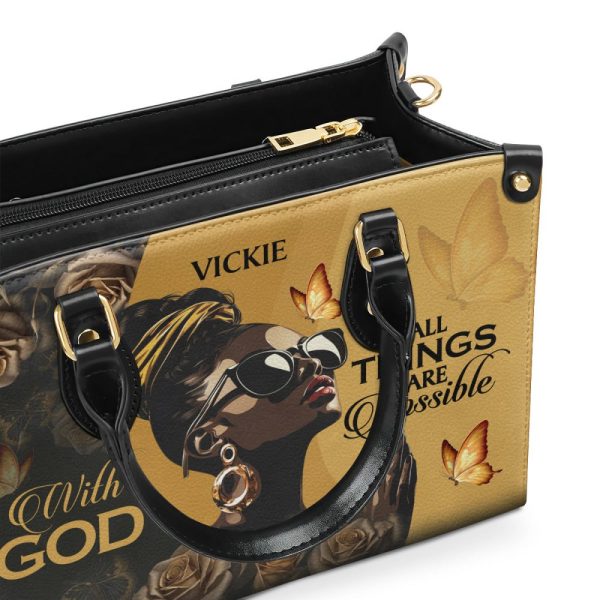 With God All Things Are Possible - Personalized Leather Handbag