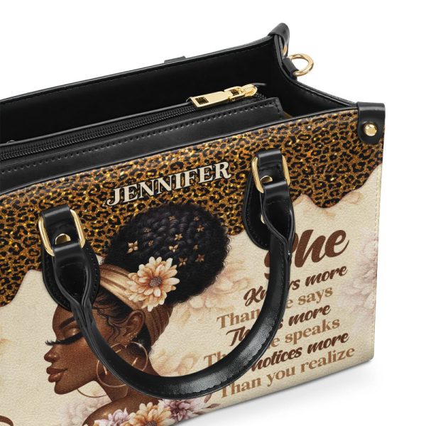 She Knows - Personalized Leather Handbag Sbhn09