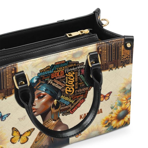 A Gorgeous Black Queen - Personalized Leather Handbag Sblhblm1097Ta