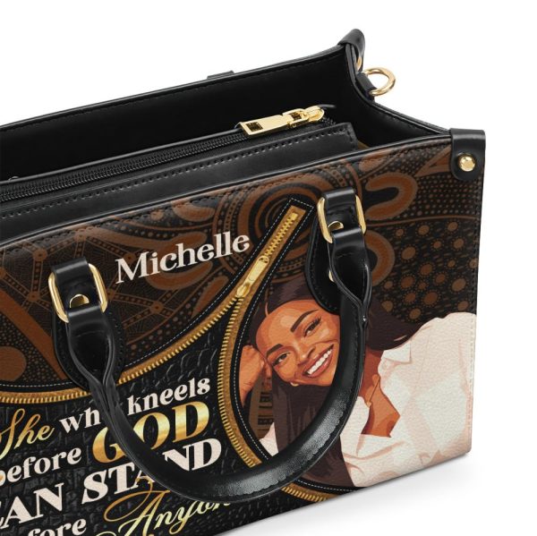 She Who Kneels Before God Can Stand Before Anyone - Personalized Leather Handbag