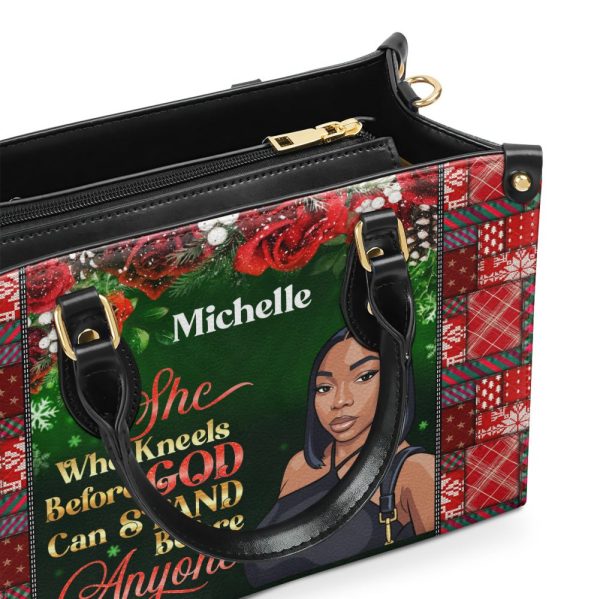 She Who Kneels Before God Can Stand Before Anyone - Personalized Leather Handbag