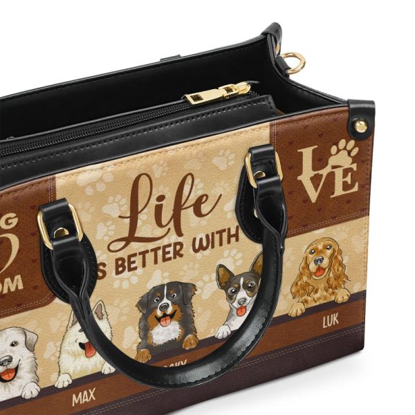Life Is Better With Dogs - Personalized Leather Handbag Stb153