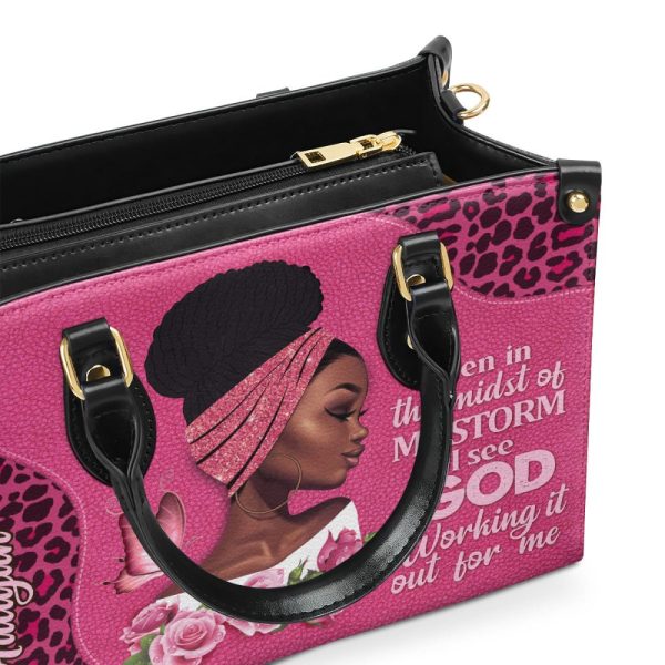 I See God Working It For Me - Personalized Leather Handbag Stb164