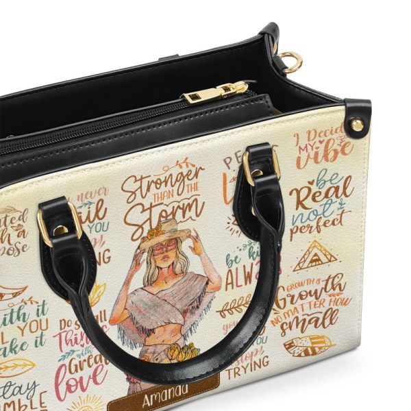 Stronger Than The Storm - Personalized Leather Handbag Sbhn14