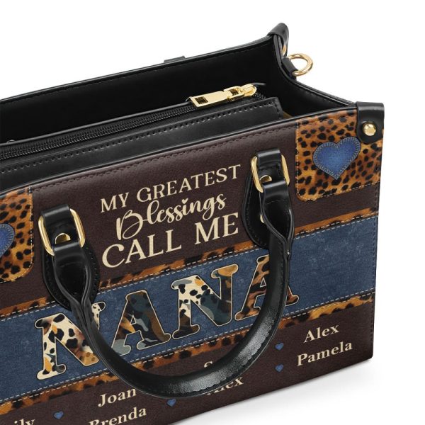 My Greatest Blessings Call Me Grandma/Nana - Personalized Leather Handbag Mb75B