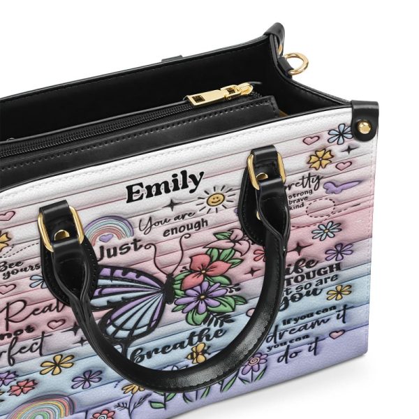 You Are Enough - Personalized Leather Handbag Sblhbt50