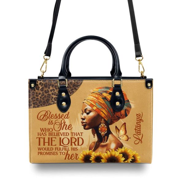 Blessed Is She Who Has Believed That The Lord Would Fulfill His Promises To Her! - Personalized Leather Handbag Stb152