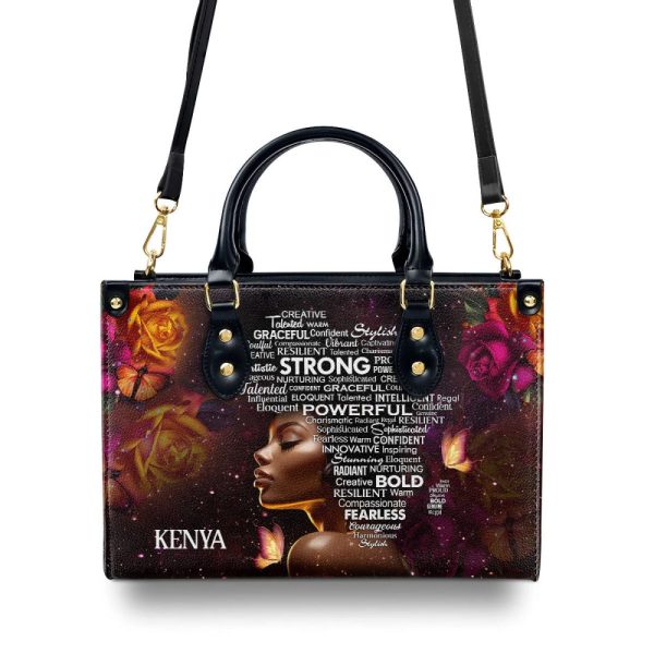 Afro Map - Personalized Leather Handbag Stb43