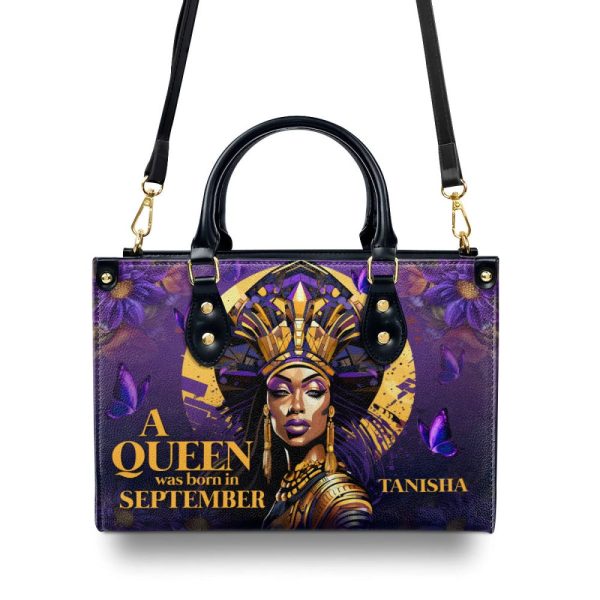 A Beautiful Queen - Personalized Purple Leather Handbag Stb58