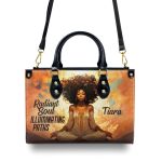 Radiant Soul Illuminating Paths - Personalized Purple Leather Handbag Stb70