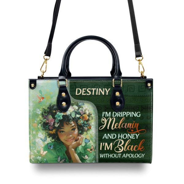 I Am Black Without Apology - Personalized Leather Handbag