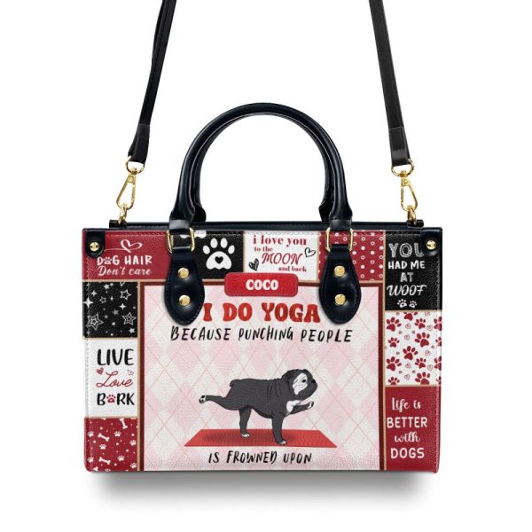 I Do Yoga - Personalized Leather Hand Bag Sblhbha31