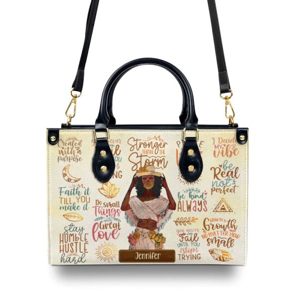 Stronger Than The Storm - Personalized Leather Handbag Sbhn14