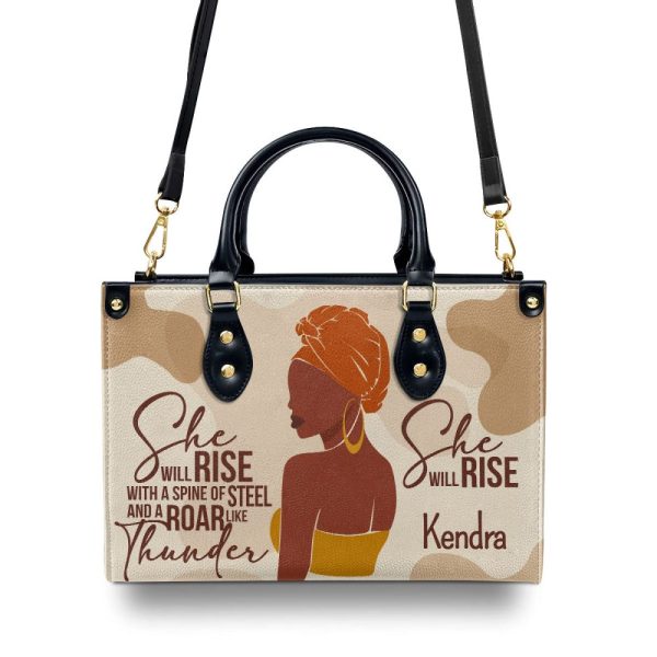 She Will Rise - Personalized Leather Hand Bag Stb99