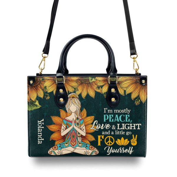 I'M Mostly Peace - Personalized Leather Handbag Sbhn12
