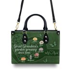 Grandma'S Garden Growing Since Year - Personalized Leather Handbag