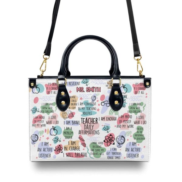 Teacher Daily Affirmations - Personalized Leather Handbag Sblhblm999L
