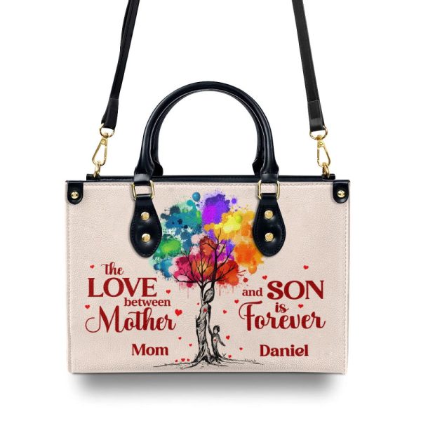The Love Between Mother And Son Is Forever - Personalized Leather Handbag Stb188B