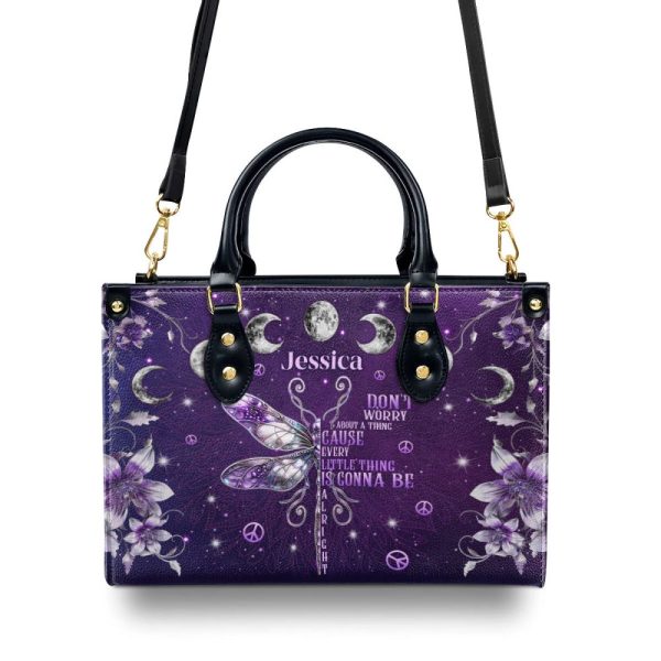 Don'T Worry About A Thing Cause Every Little Thing Is Gonna Be Alright - Personalized Leather Handbag Sbn04