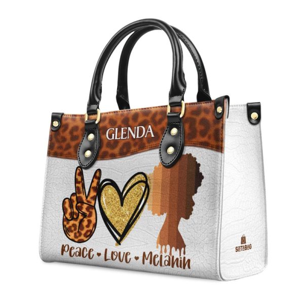 Peace, Love, Melanin - Personalized Leather Handbag Stb06