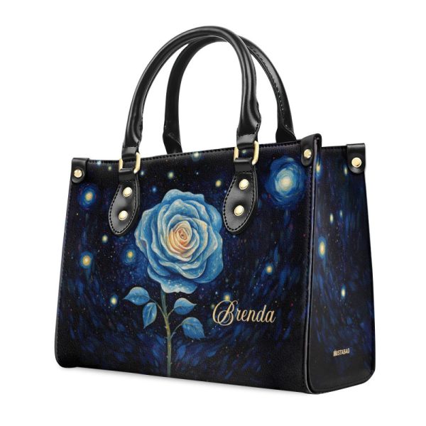Rose Under The Starry Night - Personalized Leather Handbag - Stb139