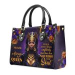 Always A Queen - Personalized Purple Leather Handbag Stb68
