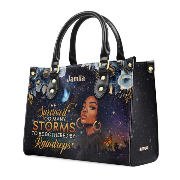 I'Ve Survived Too Many Storms - Personalized Leather Handbag Sblhblm1446Ta