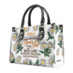 Birth Month Flowers - Just A Girl Living Her Best Life - Personalized Leather Handbag Sbt34