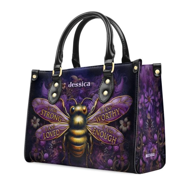 I Am Enough - Bee Personalized Leather Handbag Mb54