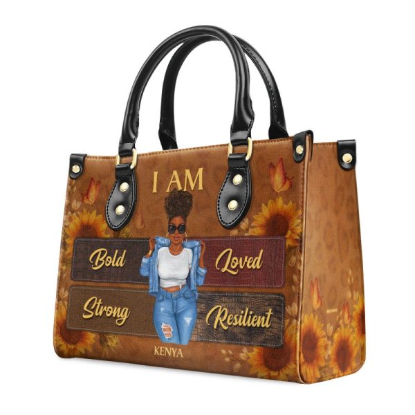 I Am - Personalized Leather Handbag Stb03