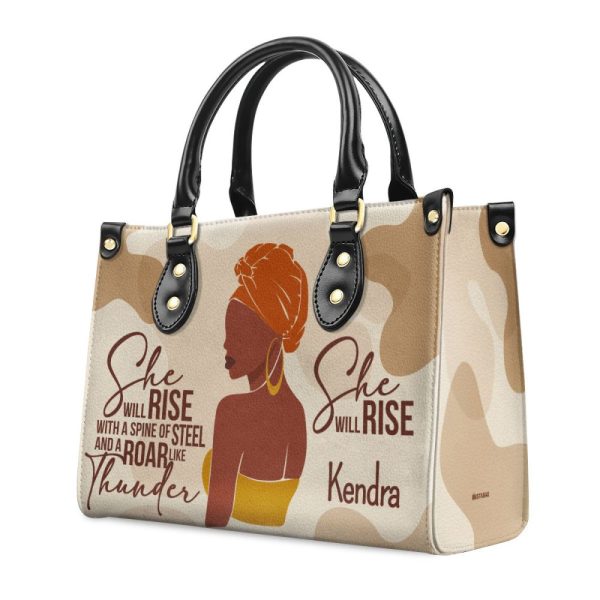 She Will Rise - Personalized Leather Hand Bag Stb99