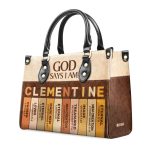 God Says I Am , Personalized Leather Handbag