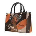 God Says I Am - Personalized Leather Handbag Stb94