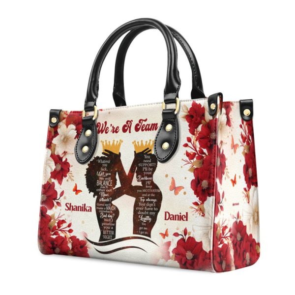 We'Re A Team - Personalized Leather Handbag Stb154