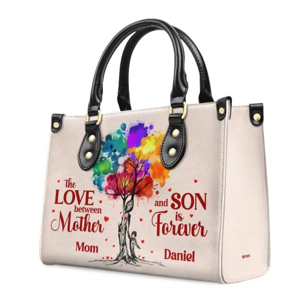 The Love Between Mother And Son Is Forever - Personalized Leather Handbag Stb188B