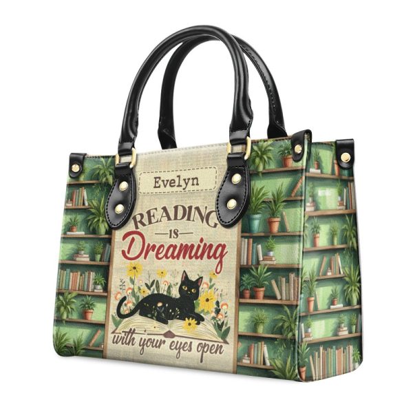 Reading Is Dreaming With Your Eyes Open - Personalized Leather Handbag Sblhbltn974Ta