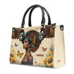 A Gorgeous Black Queen - Personalized Leather Handbag Sblhblm1097Ta
