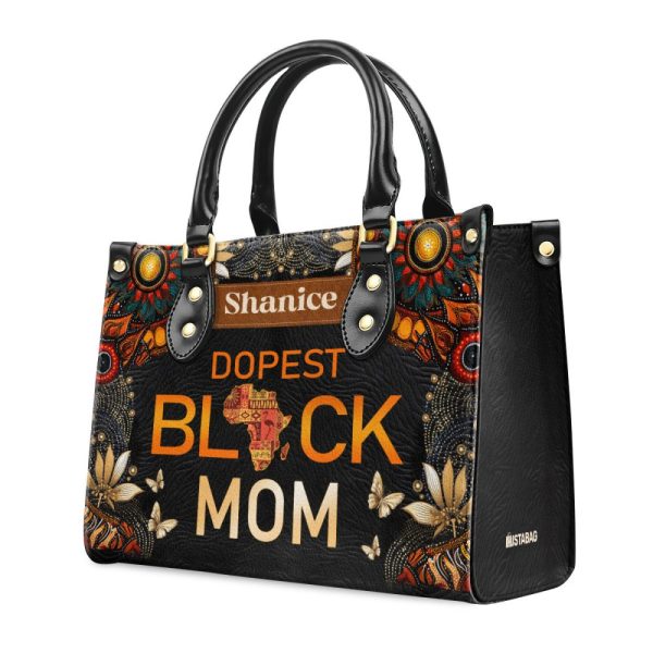 Dopest Black Mom - Personalized Leather Handbag Mb64A